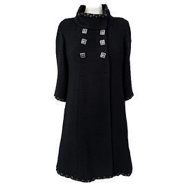 Chanel Paris / Byzance CC Gripoix Buttons Black Coat 38 FR Black