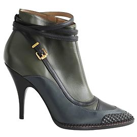 Moschino Khaki leather boots Khaki