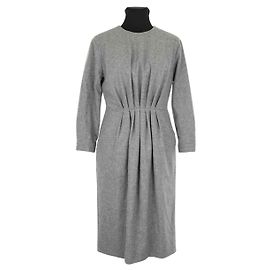 Dries Van Noten Grau Wollkleid Grau