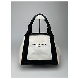 Borsa logo vintage Balenciaga bianca nera Nero