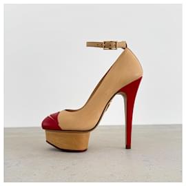 Charlotte Olympia-Heels-Red,Beige