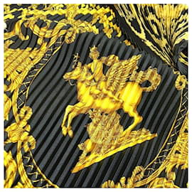 Hermès-Hermes Pleated Silk Scarf-Black
