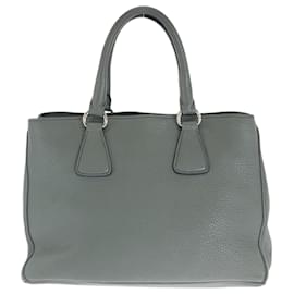 Prada-Prada Vitello Dino Logo Gray Leather Shoulder Bag-Brown