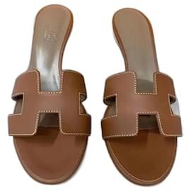 Hermès-sandale hermès oasis 39.5 neuve-Marron