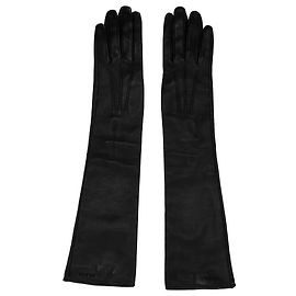 Prada lange Handschuhe aus schwarzem Lammleder Schwarz