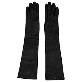 Prada-Prada Long Gloves in Black Lambskin Leather-Black