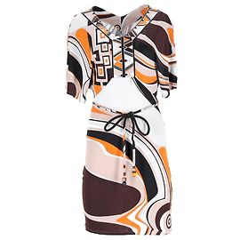 Emilio Pucci V-Ausschnitt Mini-Kleid aus mehrfarbiger Viskose Mehrfarben