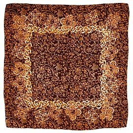 Cachecol impresso Chanel em seda marrom Marrom Vermelho