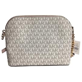 Michael Kors-Michael Kors Jet Set Crossbody Bag in Cream Canvas-White,Cream