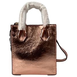 Michael Kors-Michael Kors Mercer XS Hand Bag in Prim Rose Leather-Brown,Pink