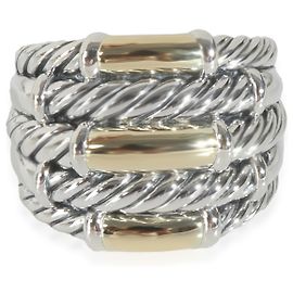 Anello Metro 5 in oro giallo e argento sterling di David Yurman Argento Metallico
