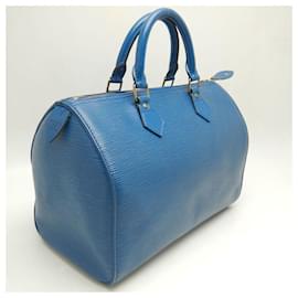 Louis Vuitton-Bolsa Louis Vuitton Speedy 30 Epi-Azul