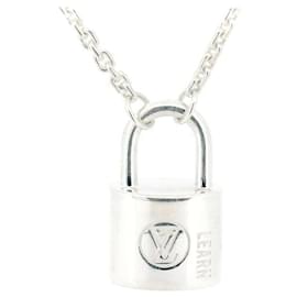 Louis Vuitton-Colar Louis Vuitton Lockit Run AG925-Prata,Metálico