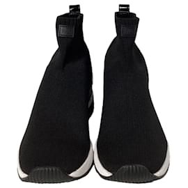 Michael Kors-Michael Kors Skyler Sock Sneaker in Black Knit Fabric -Black