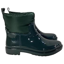 Michael Kors-Michael Kors Blakely Logo Tape Rain Boots in Racing Green PVC and Nylon -Green,Olive green