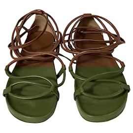 Michael Kors-Michael Kors Vero Lace-Up Sandals in Luggage Brown Leather-Brown,Red