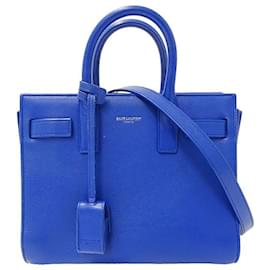 Yves Saint Laurent-Yves Saint Laurent Leather Sac de Jour Nano Bag-Blue