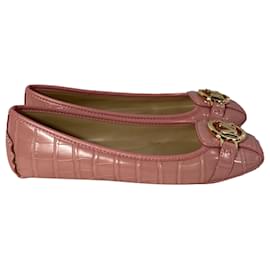 Michael Kors-Michael Kors Fulton Moccasin in Primrose Pink  Crocodile Embossed Leather-Brown,Pink
