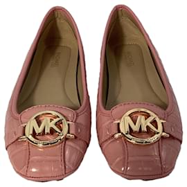 Michael Kors-Michael Kors Fulton Moccasin in Primrose Pink  Crocodile Embossed Leather-Brown,Pink