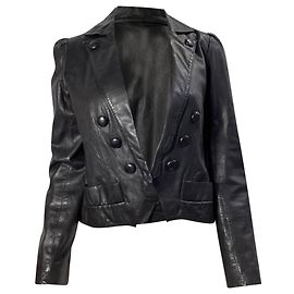 Marc by Marc Jacobs Buton-Detail Open Jacket in Black Leather Black