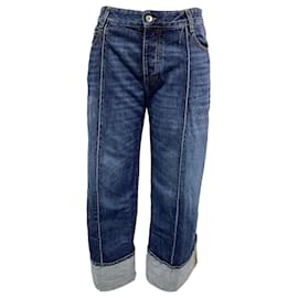 Bottega Veneta- Bottega Veneta  Rolled-Cuff Jeans in Blue Cotton Denim-Blue,Light blue