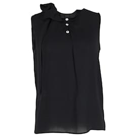 Miu Miu- Miu Miu Embellished Sleeveless Blouse in Black Silk-Black