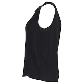Miu Miu- Miu Miu Embellished Sleeveless Blouse in Black Silk-Black