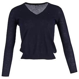 Joseph-Joseph V-Neck Sweater in Navy Blue Wool-Blue,Navy blue