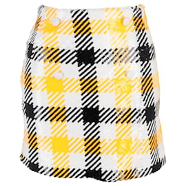 Autre Marque- Rotate Birger Christensen Plaid Mini Skirt in Yellow Polyester-Yellow