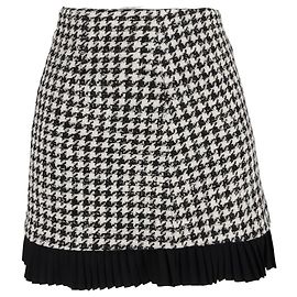 Sandro Paris Houndstooth Mini Skirt in Black Wool Tweed Black