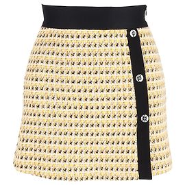 Falda Mini Amarilla Maje en Tweed de Algodón Amarillo Amarillo