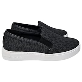 Michael Kors-Michael Kors Keaton Logo Slip-On Sneaker in Black Coated Canvas-Black