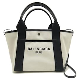 Balenciaga-Sac tote en toile de coton Balenciaga BIARRITZ-Marron,Beige