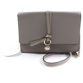 Chloé Chloe ALPHABET Leder Schultertasche Grau