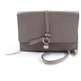 Chloé-Chloe ALPHABET Leather Shoulder Bag-Grey