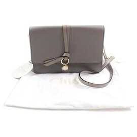 Chloé-Chloe ALPHABET Leather Shoulder Bag-Grey