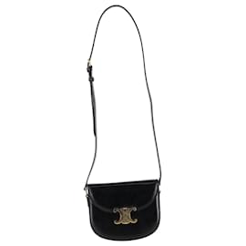 Céline- Celine Teen Besace Flap Shoulder Bag in Black Leather-Black