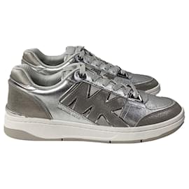 Michael Kors-Michael Kors Rebel Sneaker in Silver Leather-Silvery,Metallic