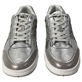 Michael Kors-Michael Kors Rebel Sneaker in Silver Leather-Silvery,Metallic