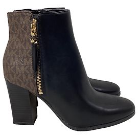 Bottines à talons Britt de Michael Kors en cuir noir/marron Noir