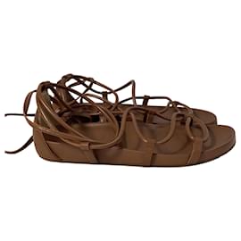 Michael Kors-Michael Kors Vero Lace-Up Sandal in Luggage Brown Leather-Brown,Red