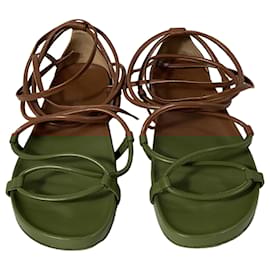 Michael Kors-Michael Kors Vero Lace-Up Sandal in Luggage Brown Leather-Brown,Red