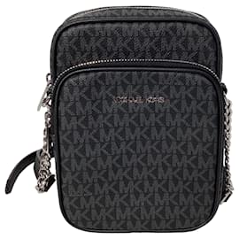Michael Kors-Michael Kors Chain Crossbody Bag in Black Leather-Black