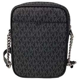 Michael Kors-Michael Kors Chain Crossbody Bag in Black Leather-Black