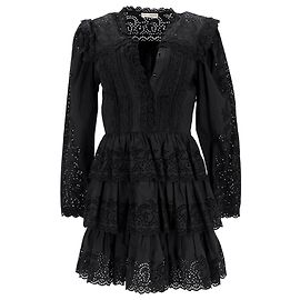 Ulla Johnson Aster Eyelet Mini Kleid aus schwarzer Baumwolle Schwarz