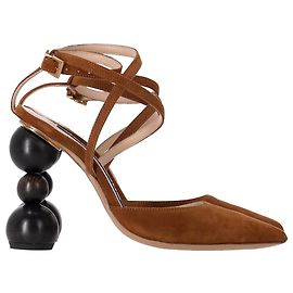 Pompes à talons slingback en suède marron Jacquemus Wooded Heel Marron Rouge