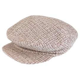 Chanel-Chanel Cotton/Rayon/Linen Coco Mark Casquette Pink Gold Hardware-Pink