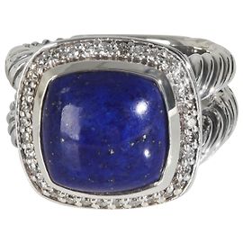David Yurman Sterling Silver Lapis Albion Ring Silvery Metallic