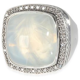 David Yurman Sterling Silver Diamond Moon Quartz Albion Ring Silvery Metallic