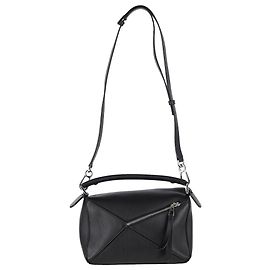 Loewe Small Puzzle Handbag in Black Calf Leather Black